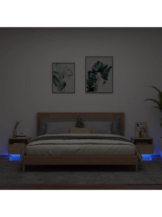 Noční stolky s LED osvětlením 2 ks dub sonoma 40 x 39 x 37 cm