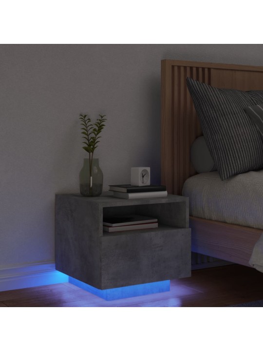 Noční stolek s LED osvětlením betonově šedý 40 x 39 x 37 cm