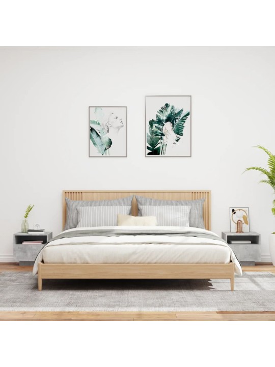 Noční stolky s LED osvětlením 2 ks betonově šedé 40x39x37 cm