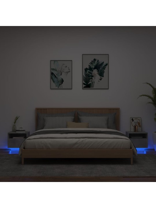 Noční stolky s LED osvětlením 2 ks betonově šedé 40x39x37 cm