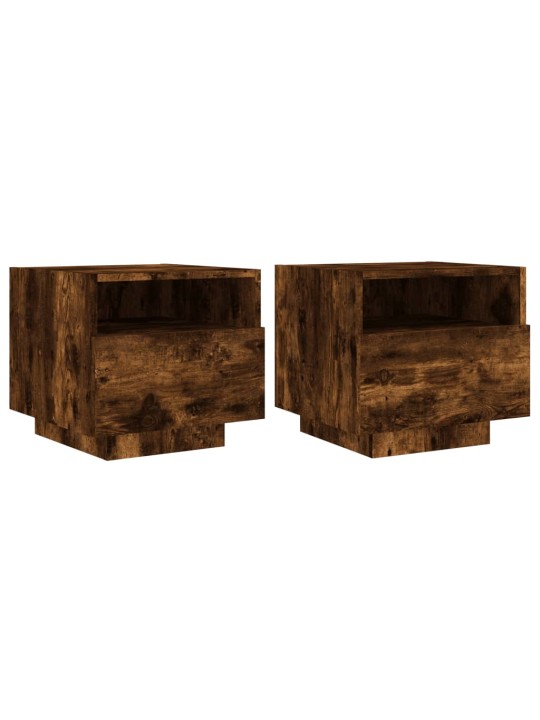 Noční stolky s LED osvětlením 2 ks kouřový dub 40 x 39 x 37 cm