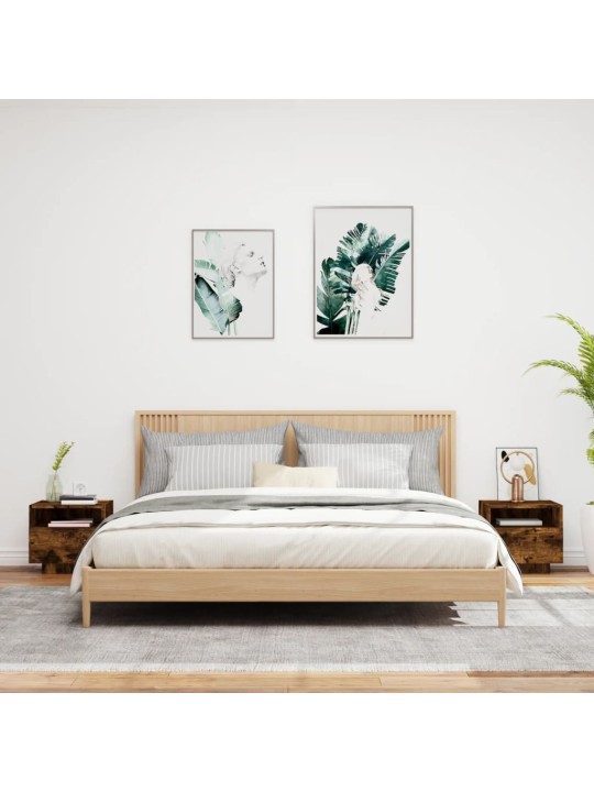 Noční stolky s LED osvětlením 2 ks kouřový dub 40 x 39 x 37 cm