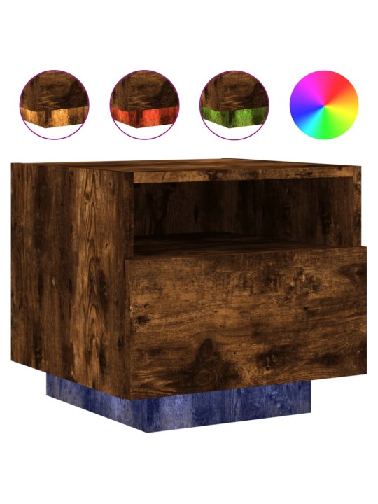 Noční stolky s LED osvětlením 2 ks kouřový dub 40 x 39 x 37 cm