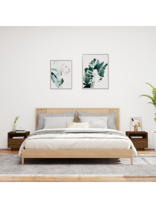 Noční stolky s LED osvětlením 2 ks hnědý dub 40 x 39 x 37 cm