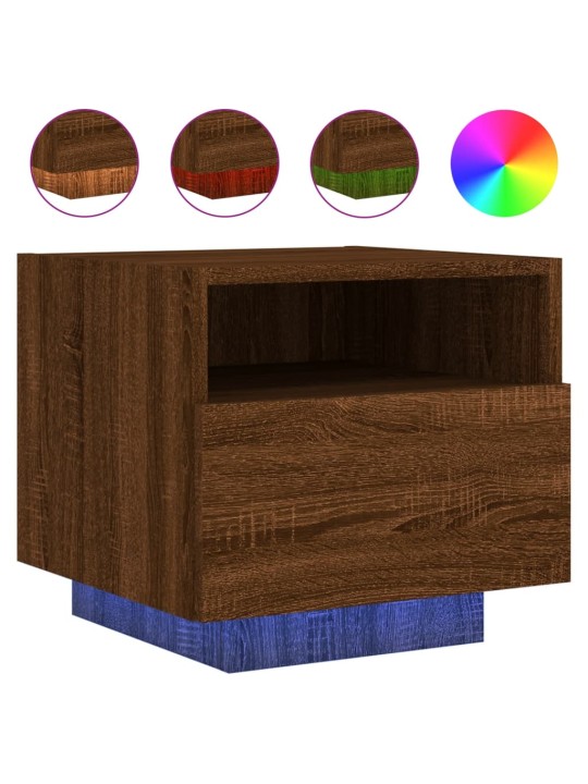 Noční stolky s LED osvětlením 2 ks hnědý dub 40 x 39 x 37 cm