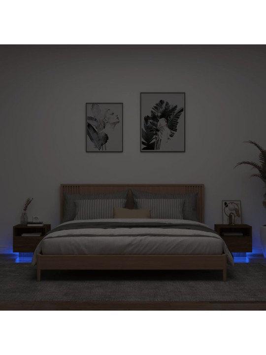 Noční stolky s LED osvětlením 2 ks hnědý dub 40 x 39 x 37 cm