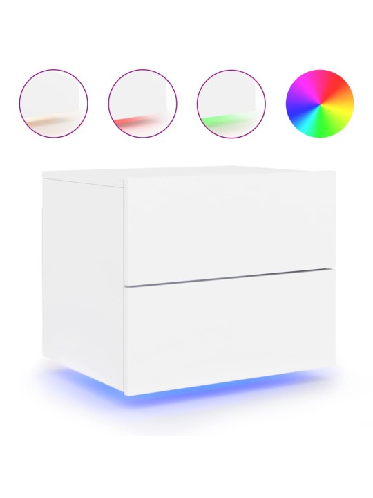 Nástěnný noční stolek s LED osvětlením bílý