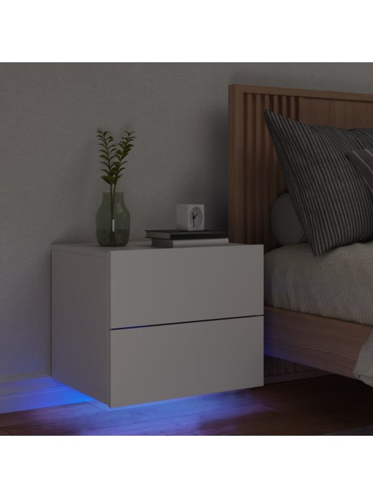 Nástěnný noční stolek s LED osvětlením bílý
