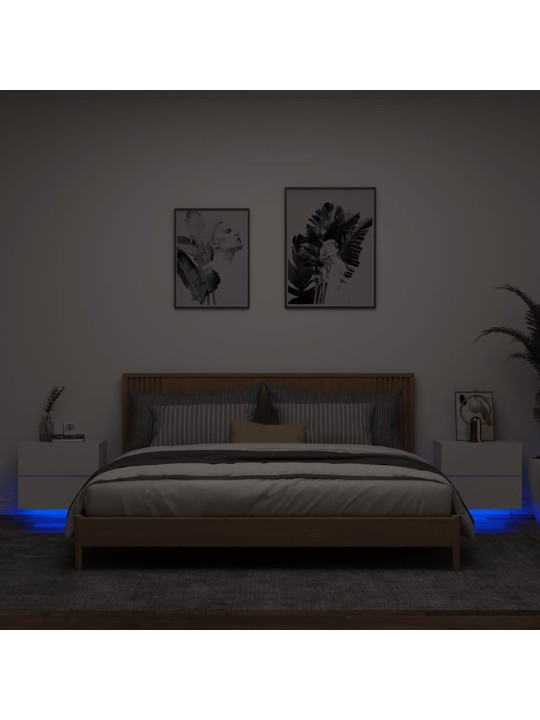 Nástěnné noční stolky s LED osvětlením 2 ks bílé