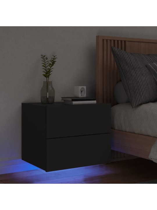 Nástěnný noční stolek s LED osvětlením černý