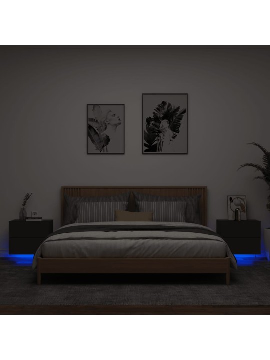 Nástěnné noční stolky s LED osvětlením 2 ks černé