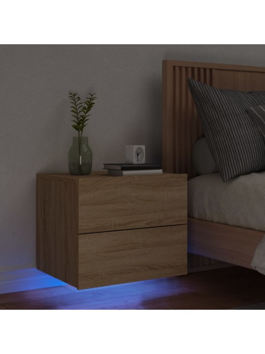 Nástěnný noční stolek s LED osvětlením dub sonoma