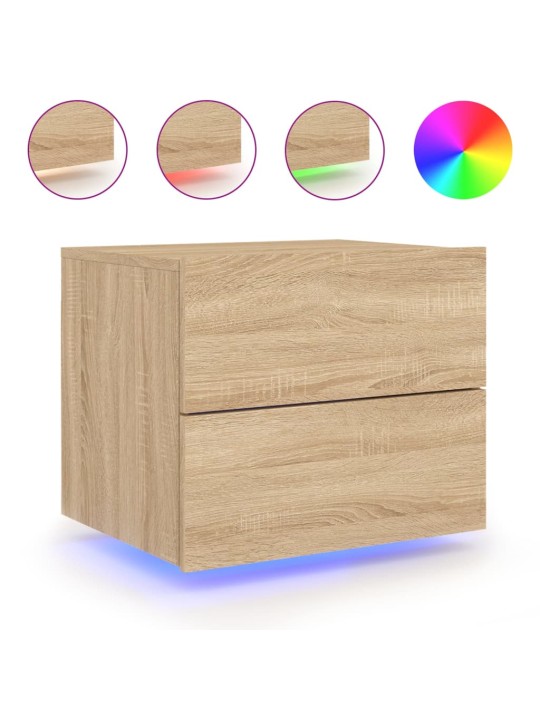 Nástěnné noční stolky s LED osvětlením 2 ks dub sonoma