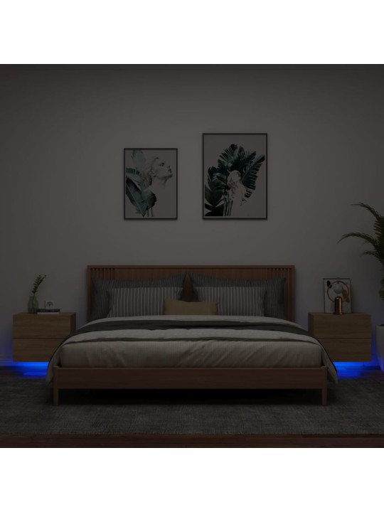 Nástěnné noční stolky s LED osvětlením 2 ks dub sonoma