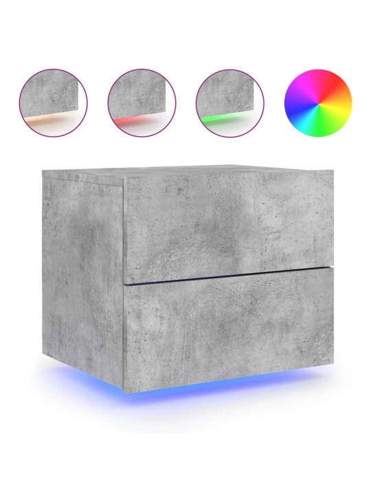 Nástěnný noční stolek s LED osvětlením betonově šedý