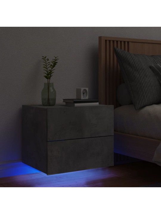 Nástěnný noční stolek s LED osvětlením betonově šedý