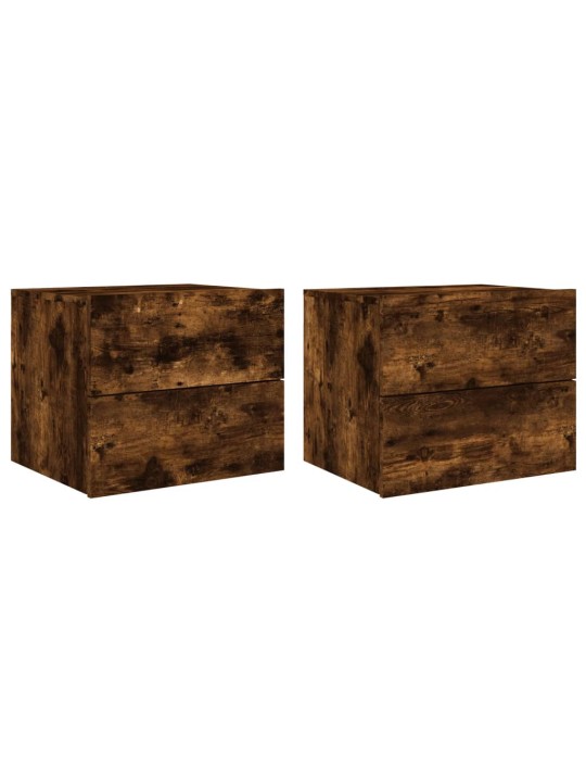 Nástěnné noční stolky s LED osvětlením 2 ks kouřový dub