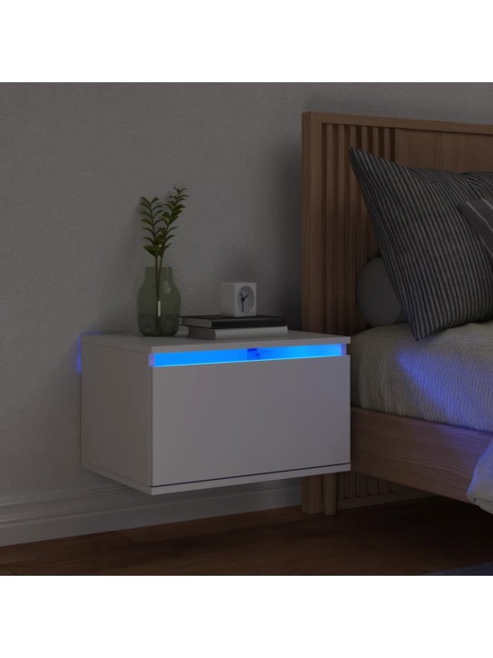Nástěnný noční stolek s LED osvětlením bílý