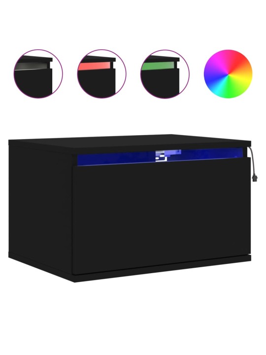 Nástěnné noční stolky s LED osvětlením 2 ks černé