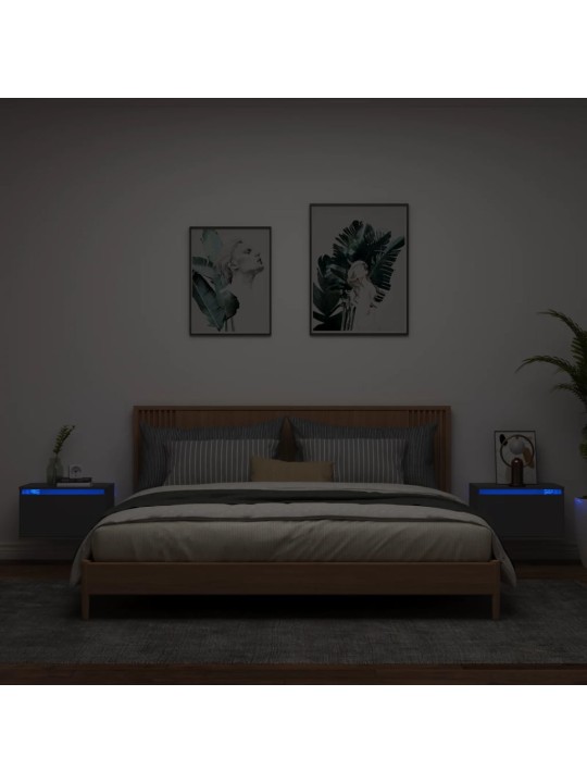 Nástěnné noční stolky s LED osvětlením 2 ks černé