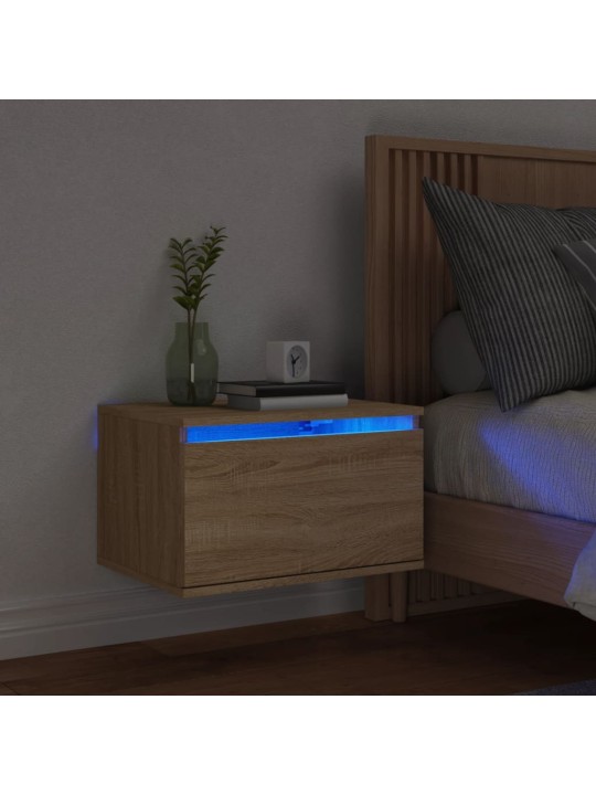 Nástěnný noční stolek s LED osvětlením dub sonoma