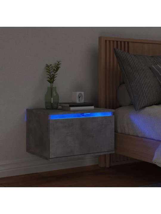 Nástěnný noční stolek s LED osvětlením betonově šedý