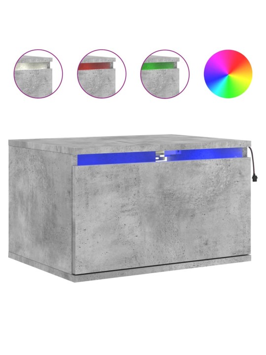 Nástěnné noční stolky s LED osvětlením 2 ks betonově šedé