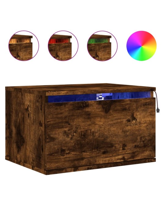 Nástěnné noční stolky s LED osvětlením 2 ks kouřový dub