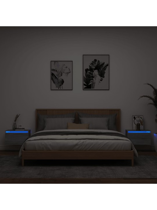 Nástěnné noční stolky s LED osvětlením 2 ks šedé sonoma