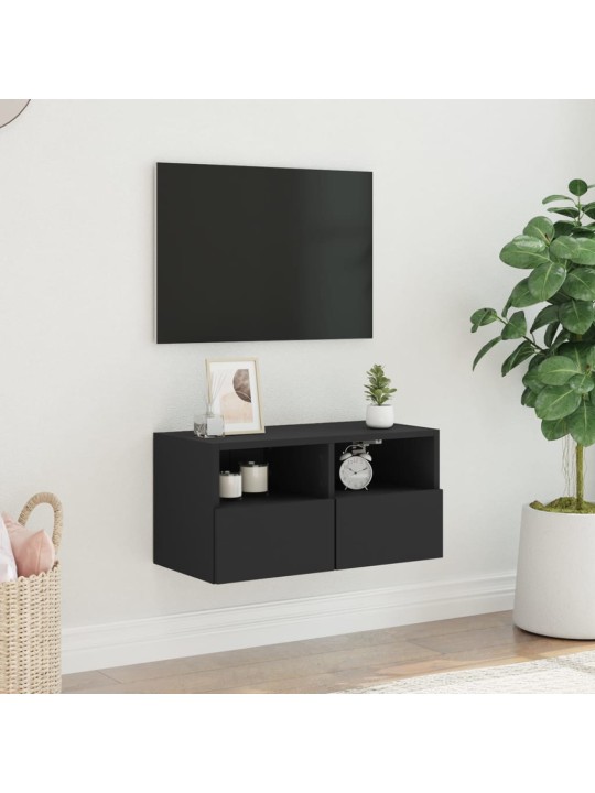 Nástěnná TV skříňka černá 60 x 30 x 30 cm kompozitní dřevo