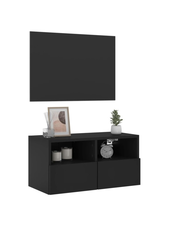 Nástěnná TV skříňka černá 60 x 30 x 30 cm kompozitní dřevo