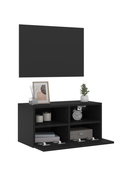 Nástěnná TV skříňka černá 60 x 30 x 30 cm kompozitní dřevo