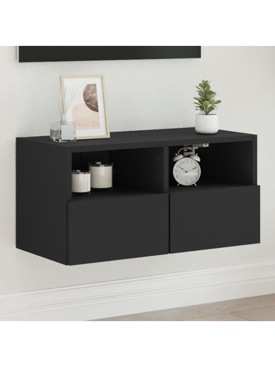 Nástěnná TV skříňka černá 60 x 30 x 30 cm kompozitní dřevo
