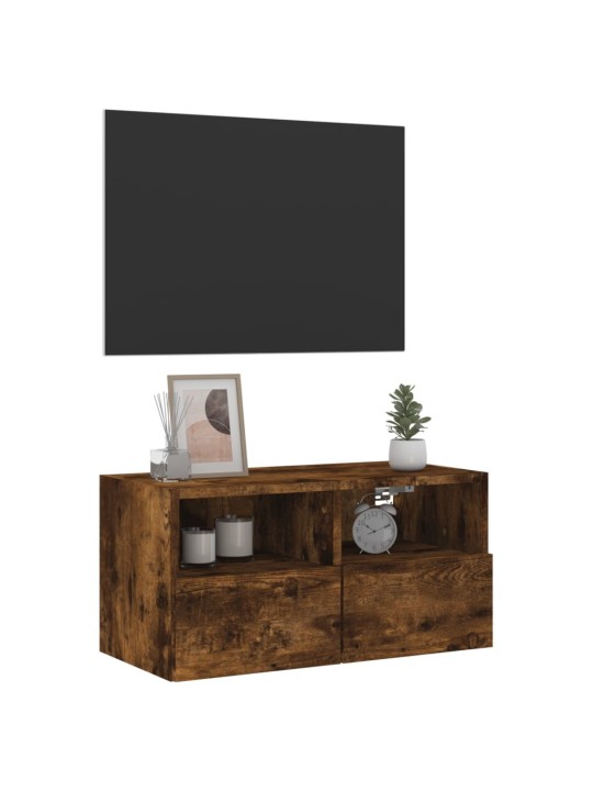 Nástěnná TV skříňka kouřový dub 60x30x30 cm kompozitní dřevo