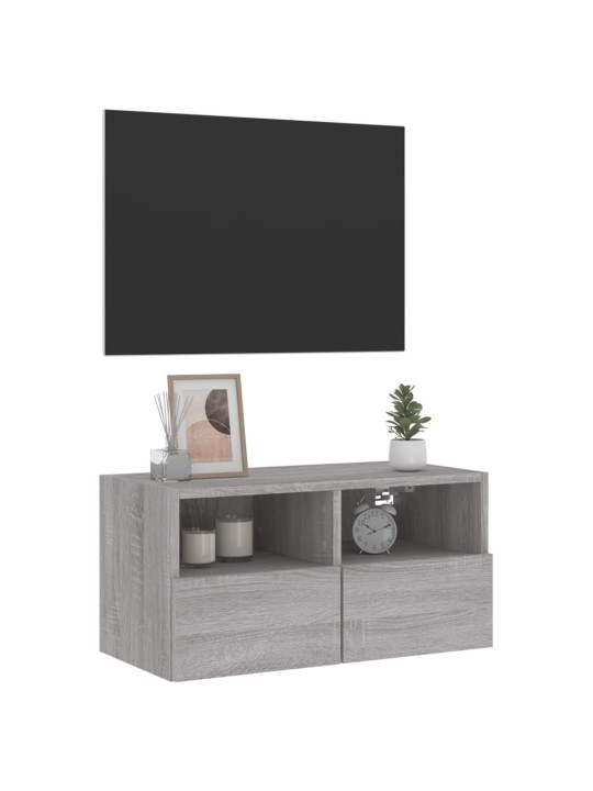 Nástěnná TV skříňka šedá sonoma 60x30x30 cm kompozitní dřevo