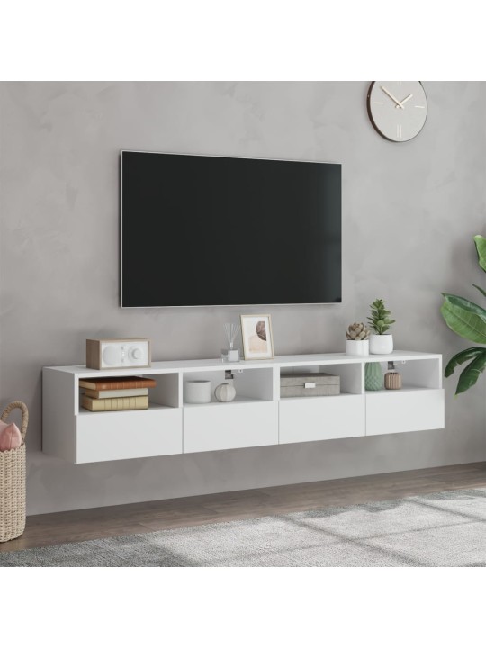 Nástěnné TV skříňky 2 ks bílé 80 x 30 x 30 cm kompozitní dřevo