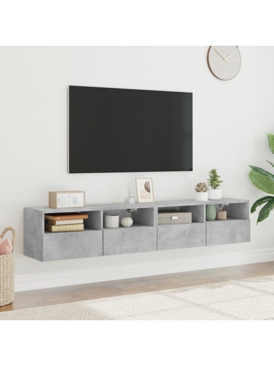 Nástěnné TV skříňky 2 ks betonově šedé 80 x 30 x 30 cm kompozit