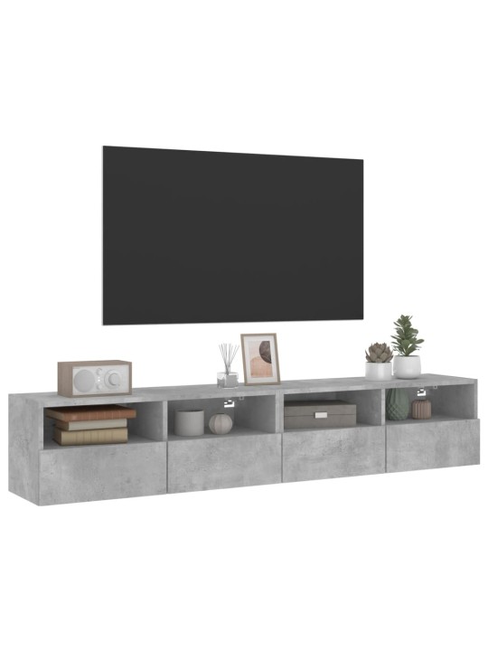 Nástěnné TV skříňky 2 ks betonově šedé 80 x 30 x 30 cm kompozit