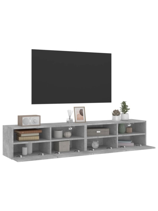 Nástěnné TV skříňky 2 ks betonově šedé 80 x 30 x 30 cm kompozit
