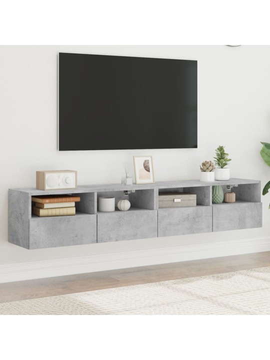 Nástěnné TV skříňky 2 ks betonově šedé 80 x 30 x 30 cm kompozit