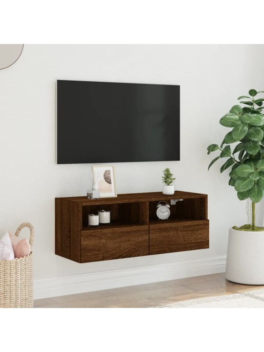 Nástěnná TV skříňka hnědý dub 80 x 30 x 30 cm kompozitní dřevo