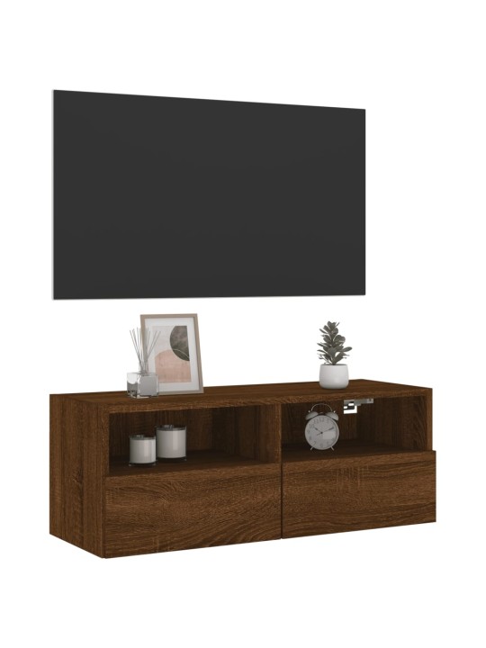 Nástěnná TV skříňka hnědý dub 80 x 30 x 30 cm kompozitní dřevo