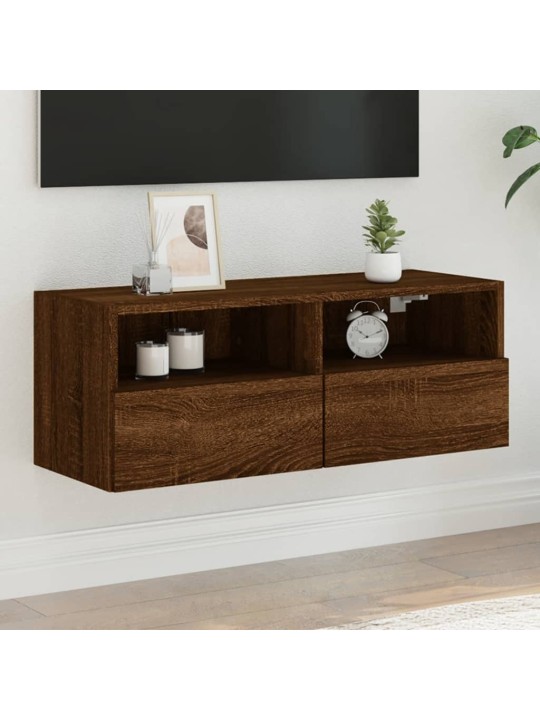 Nástěnná TV skříňka hnědý dub 80 x 30 x 30 cm kompozitní dřevo