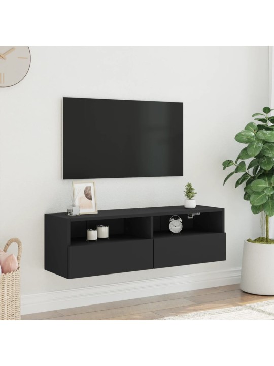 Nástěnná TV skříňka černá 100 x 30 x 30 cm kompozitní dřevo