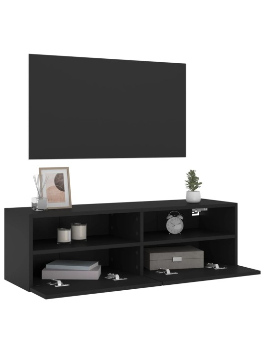 Nástěnná TV skříňka černá 100 x 30 x 30 cm kompozitní dřevo