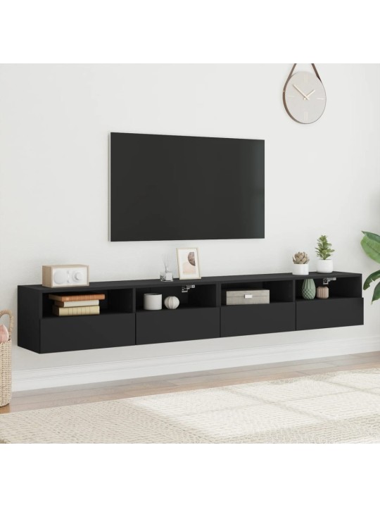 Nástěnné TV skříňky 2 ks černé 100x30x30 cm kompozitní dřevo
