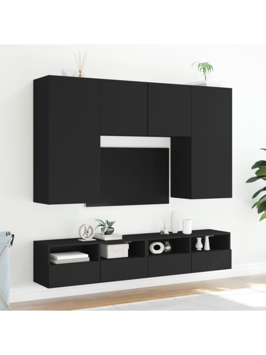 Nástěnné TV skříňky 2 ks černé 100x30x30 cm kompozitní dřevo