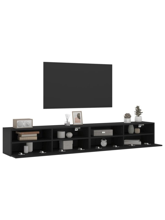 Nástěnné TV skříňky 2 ks černé 100x30x30 cm kompozitní dřevo