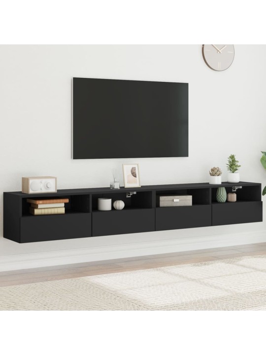 Nástěnné TV skříňky 2 ks černé 100x30x30 cm kompozitní dřevo