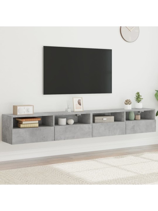 Nástěnné TV skříňky 2 ks betonově šedé 100x30x30 cm kompozit